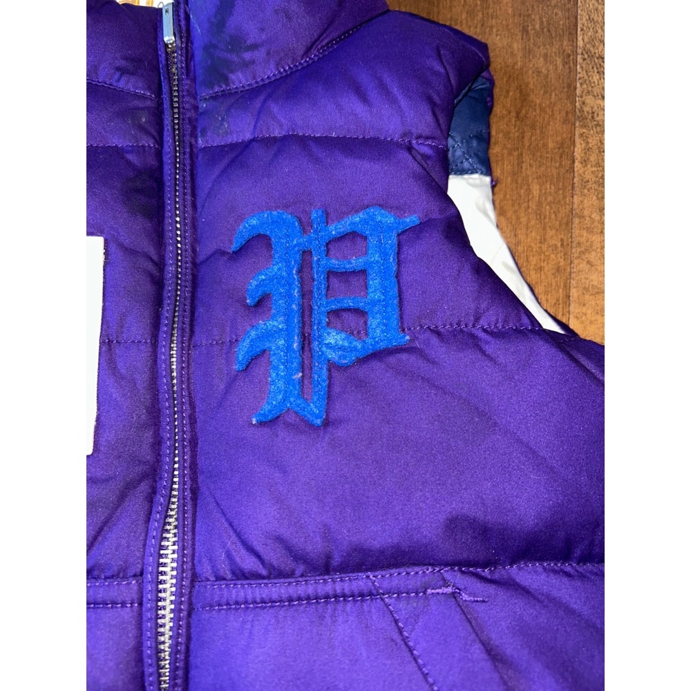 Polo Ralph Lauren Kids Reversible Puffer Vest Purple Blue White Striped Crest - Picture 4 of 12